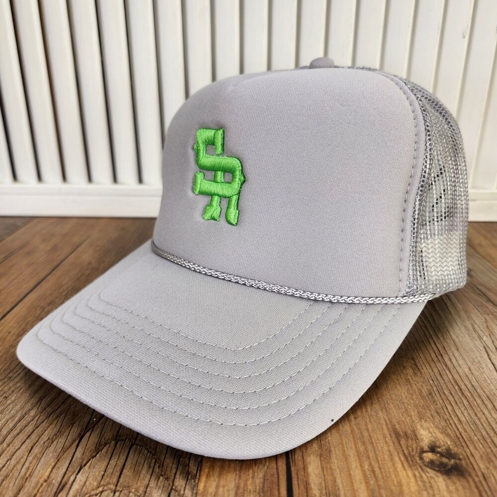 Seager SR Rope Trucker Hat Gray Mesh Snapback "Not My First Rodeo" Ranch Water